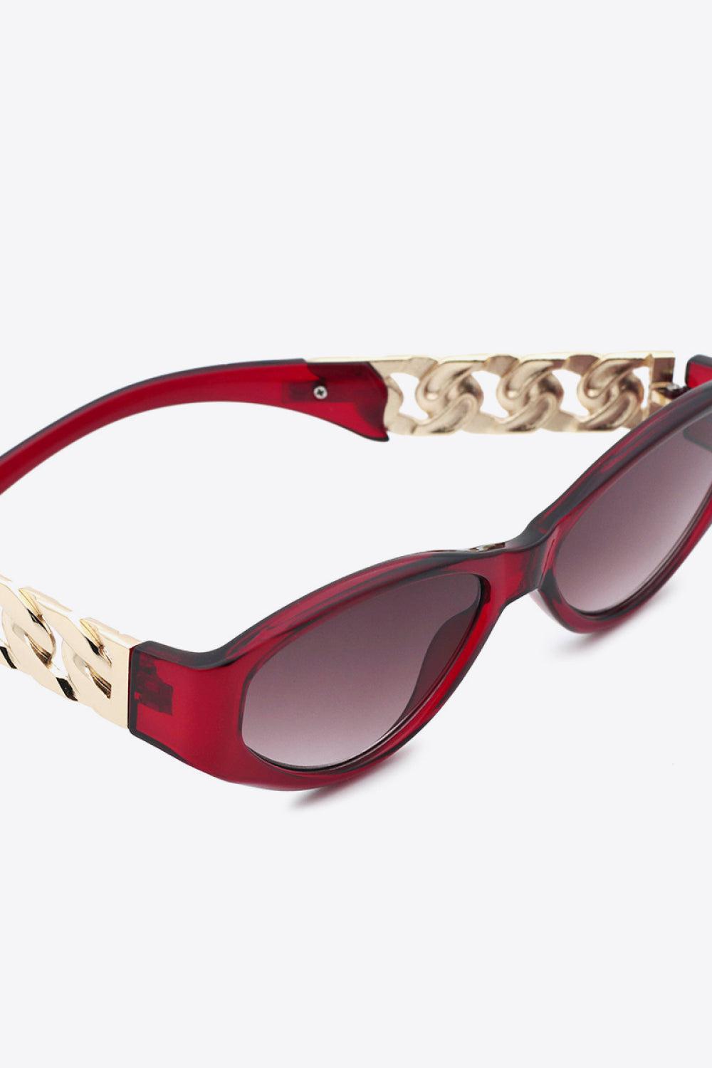 Chain Detail Temple Cat Eye Sunglasses BLUE ZONE PLANET