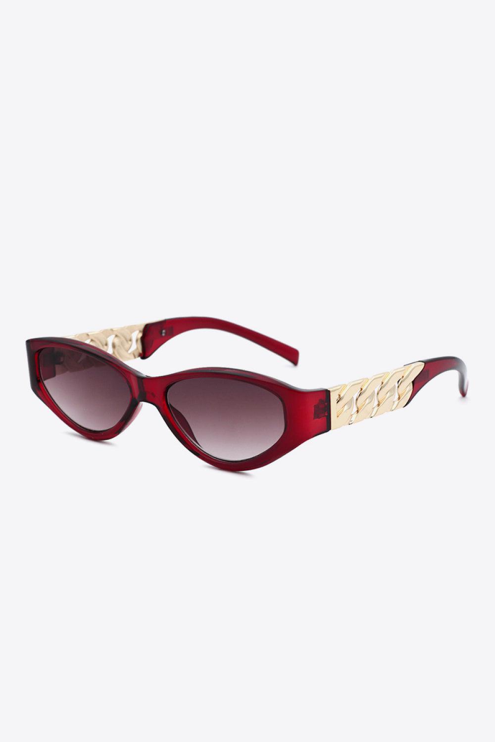 Chain Detail Temple Cat Eye Sunglasses BLUE ZONE PLANET