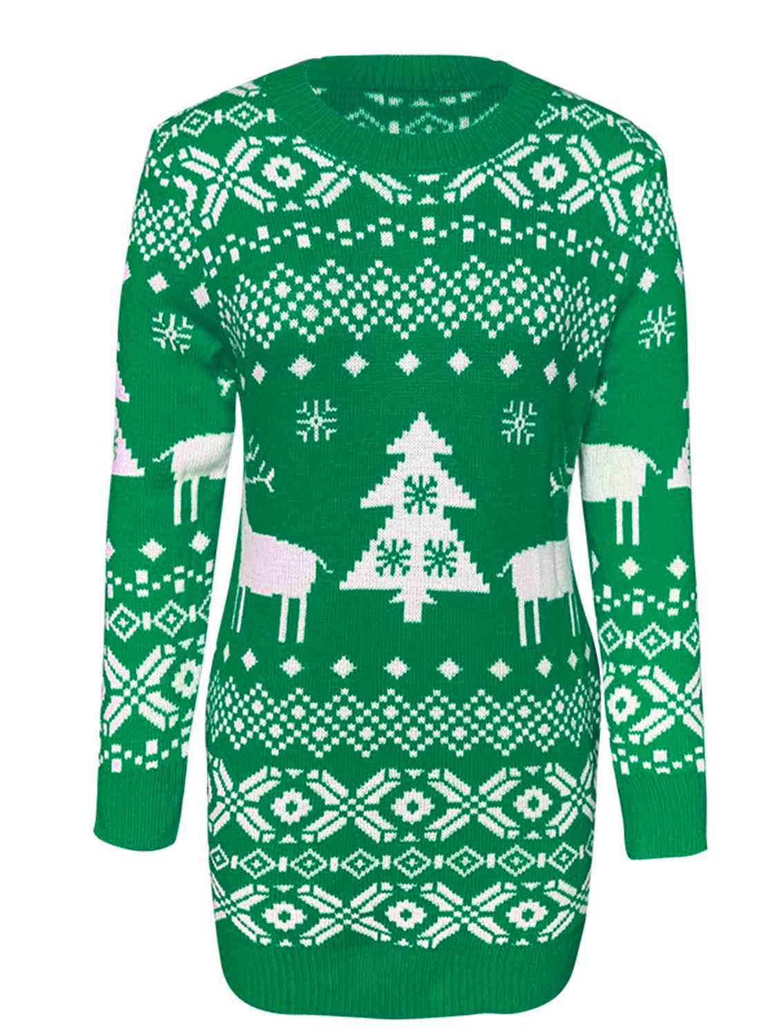 Christmas Element Round Neck Mini Sweater Dress BLUE ZONE PLANET