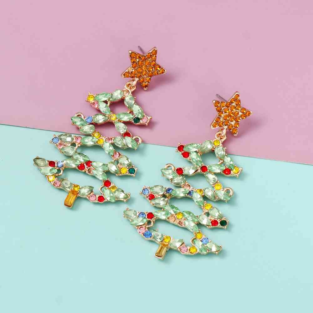 Christmas Tree Rhinestone Alloy Earrings BLUE ZONE PLANET