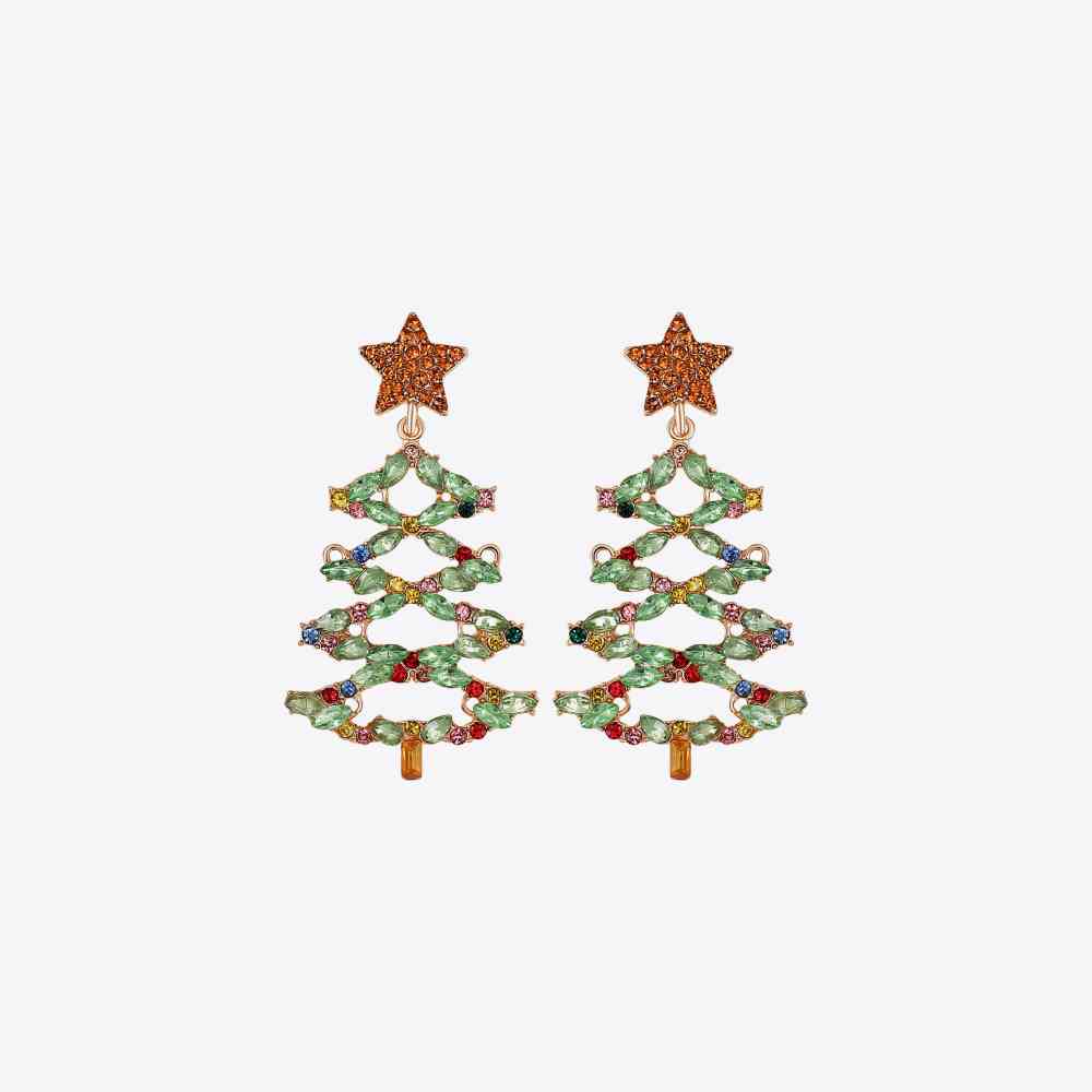 Christmas Tree Rhinestone Alloy Earrings BLUE ZONE PLANET