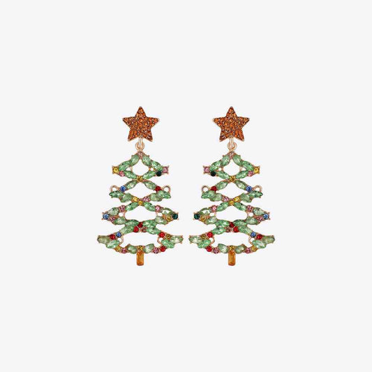 Christmas Tree Rhinestone Alloy Earrings BLUE ZONE PLANET
