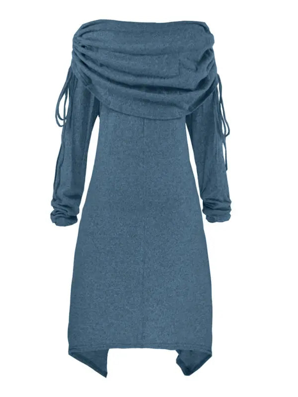 Christmas women's snowman print pleated collar irregular drawstring dress kakaclo