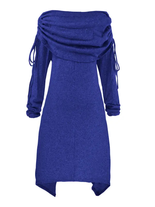 Christmas women's snowman print pleated collar irregular drawstring dress kakaclo