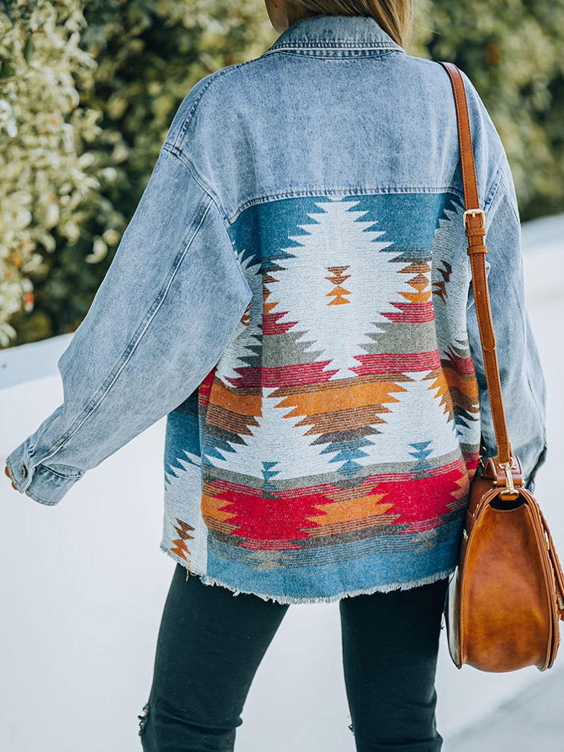 Collared Neck Dropped Shoulder Denim Jacket BLUE ZONE PLANET