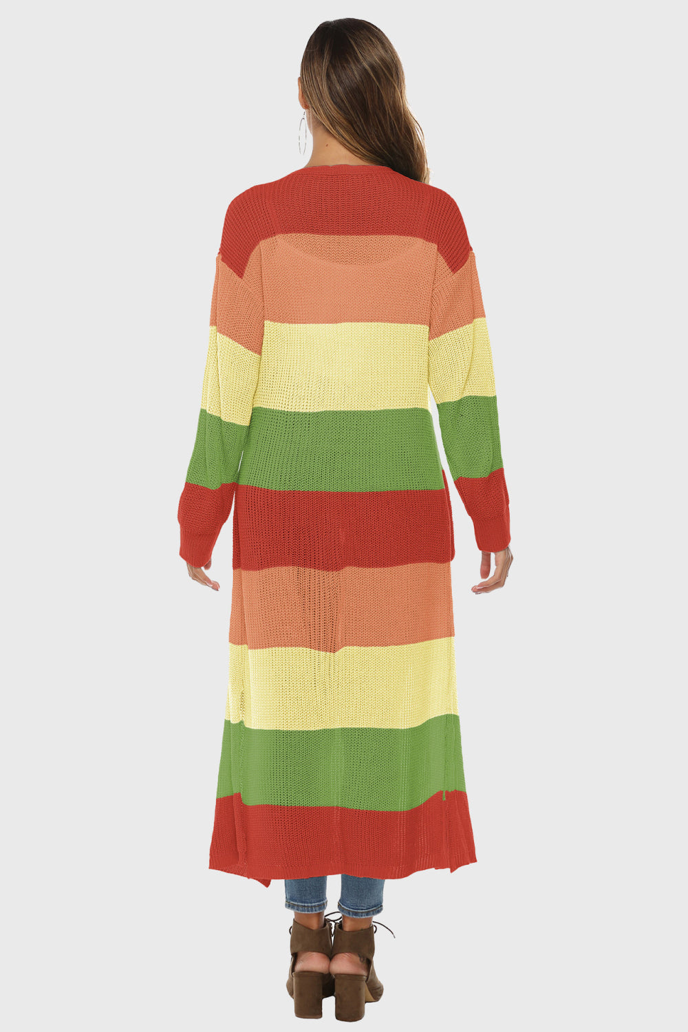 Color Block Long Sleeve Pocketed Cardigan BLUE ZONE PLANET