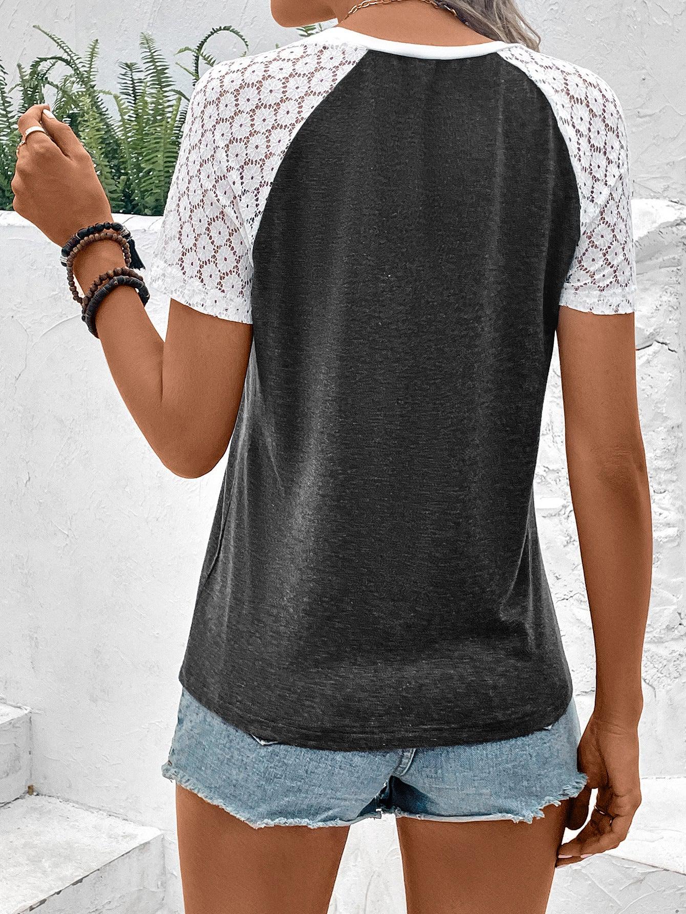 Color Block Raglan Sleeve Round Neck Tee BLUE ZONE PLANET