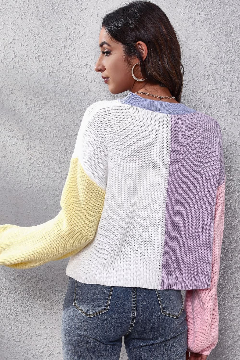Color Block Ribbed Long Sleeve Cardigan BLUE ZONE PLANET