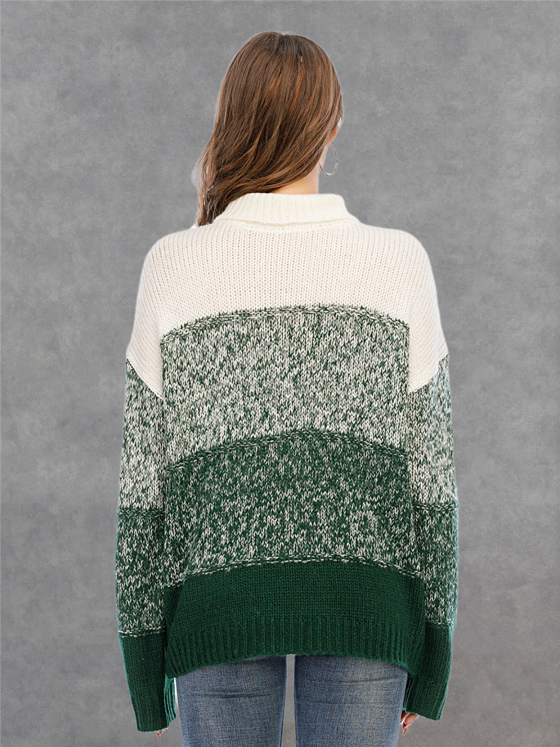 Color Block Turtleneck Sweater BLUE ZONE PLANET