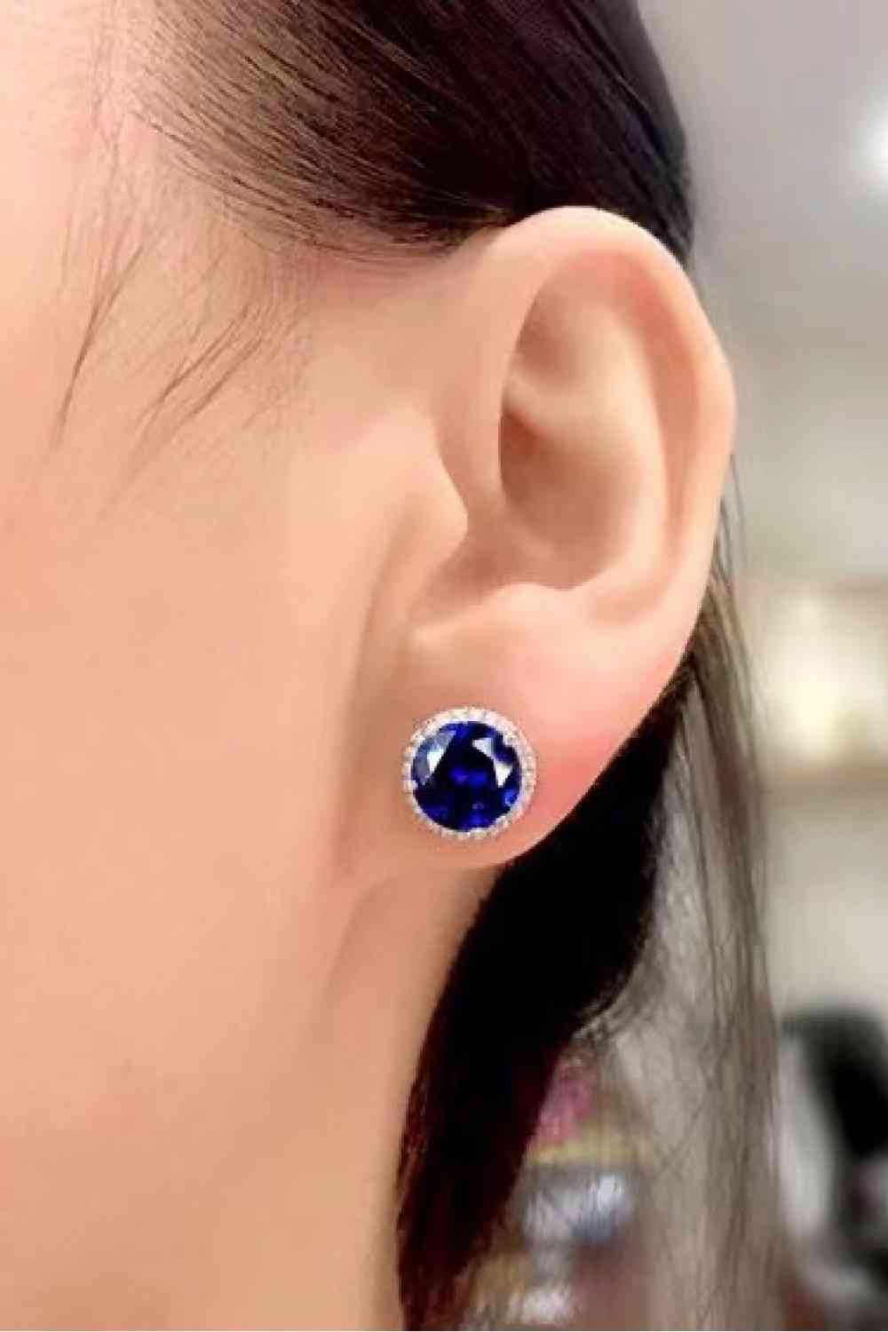 Contrast 2 Carat Moissanite Platinum-Plated Stud Earrings BLUE ZONE PLANET