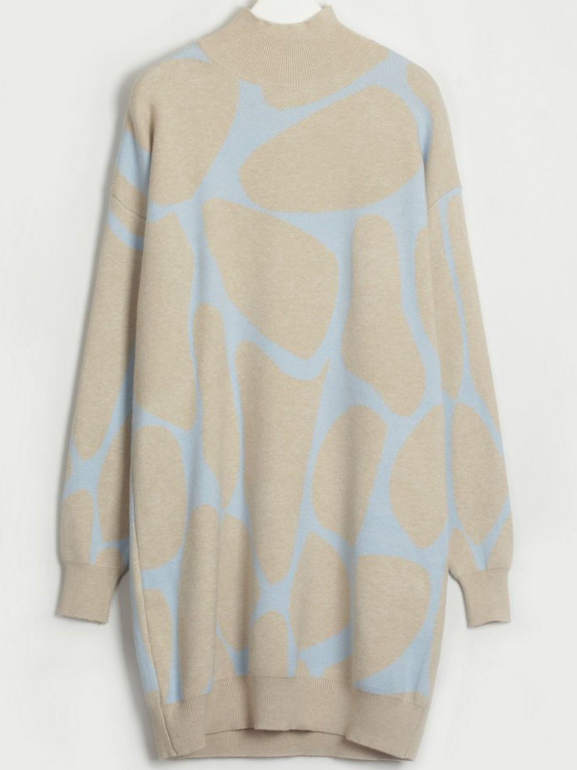 Blue Zone Planet | Contrast Mock Neck Sweater Dress BLUE ZONE PLANET