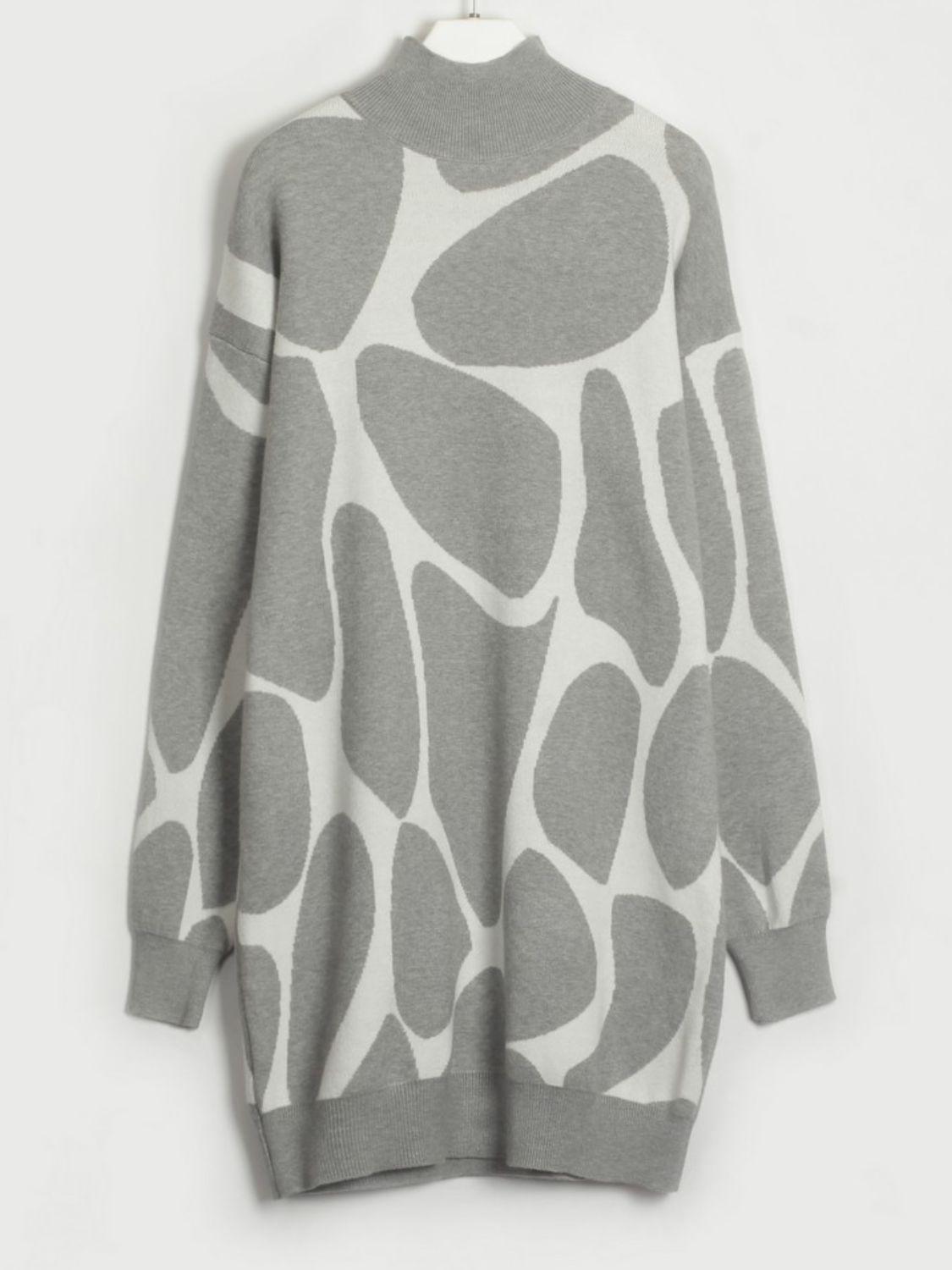 Blue Zone Planet | Contrast Mock Neck Sweater Dress BLUE ZONE PLANET