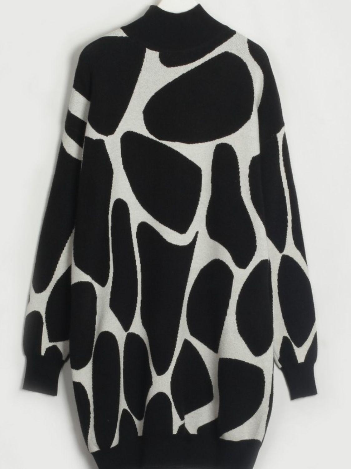 Blue Zone Planet | Contrast Mock Neck Sweater Dress BLUE ZONE PLANET