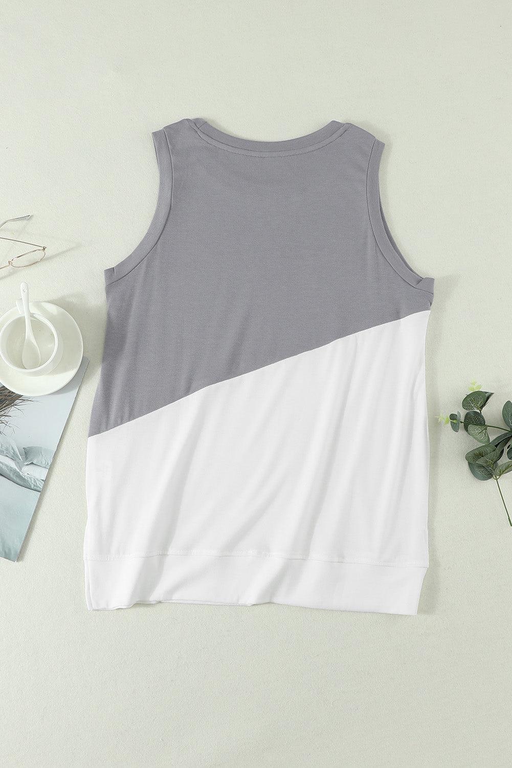 Contrast Round Neck Tank Top BLUE ZONE PLANET