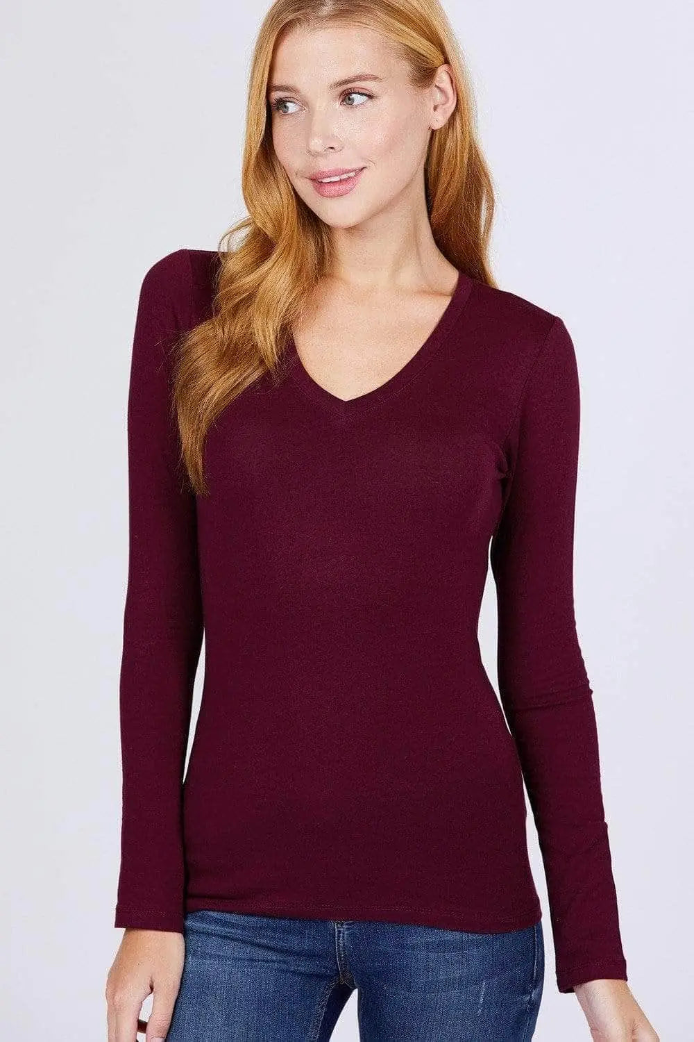 Cotton Jersey V-neck Top Blue Zone Planet