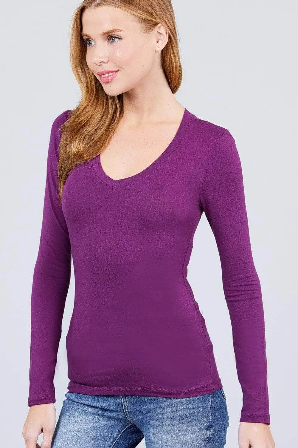 Cotton Jersey V-neck Top Blue Zone Planet