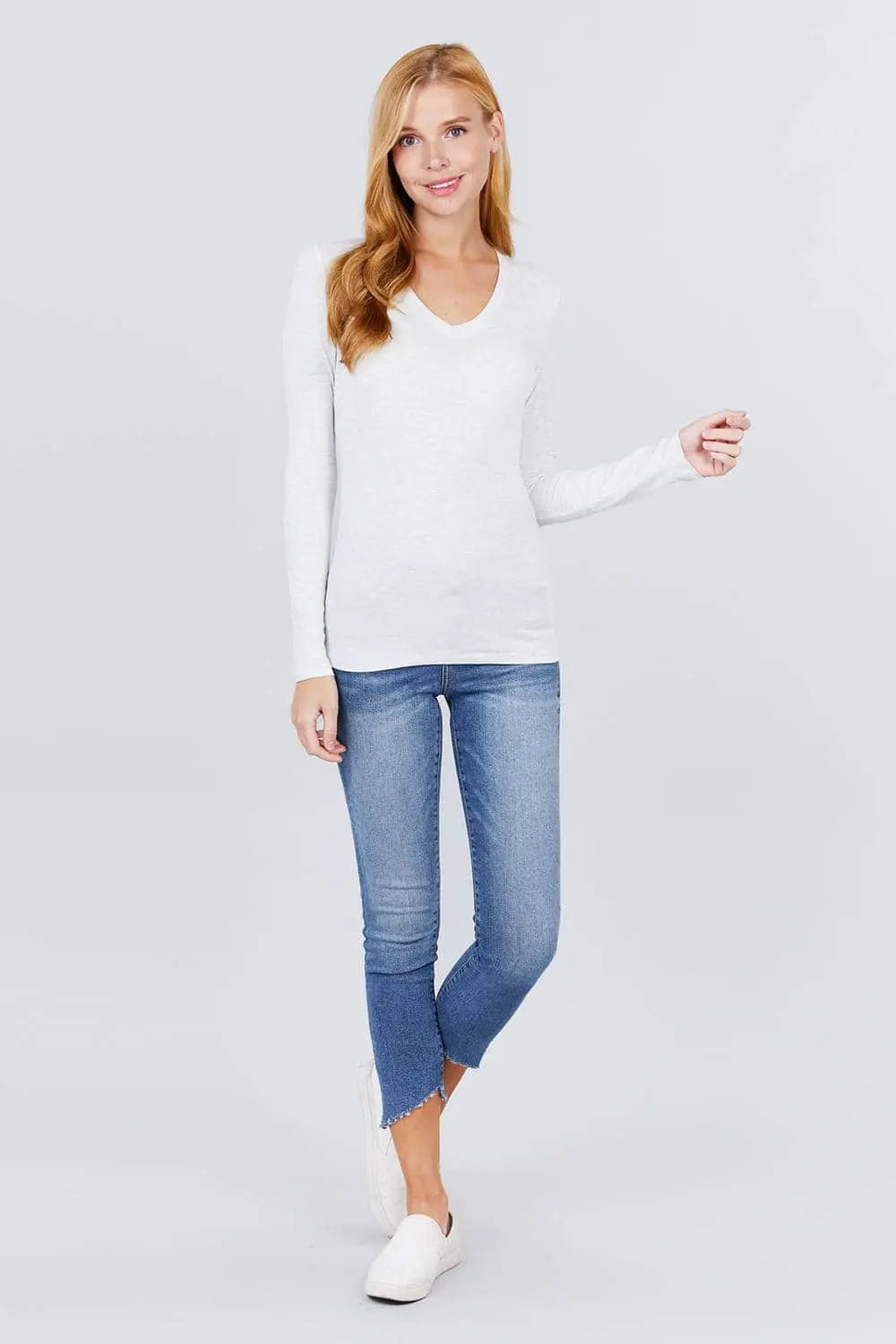 Cotton Jersey V-neck Top Blue Zone Planet