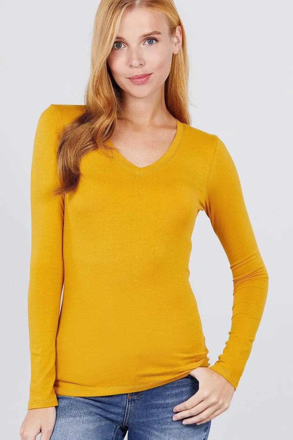 Cotton Jersey V-neck Top Blue Zone Planet