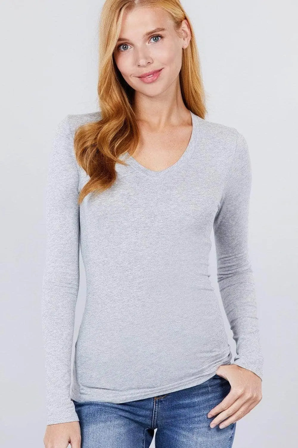 Cotton Jersey V-neck Top Blue Zone Planet