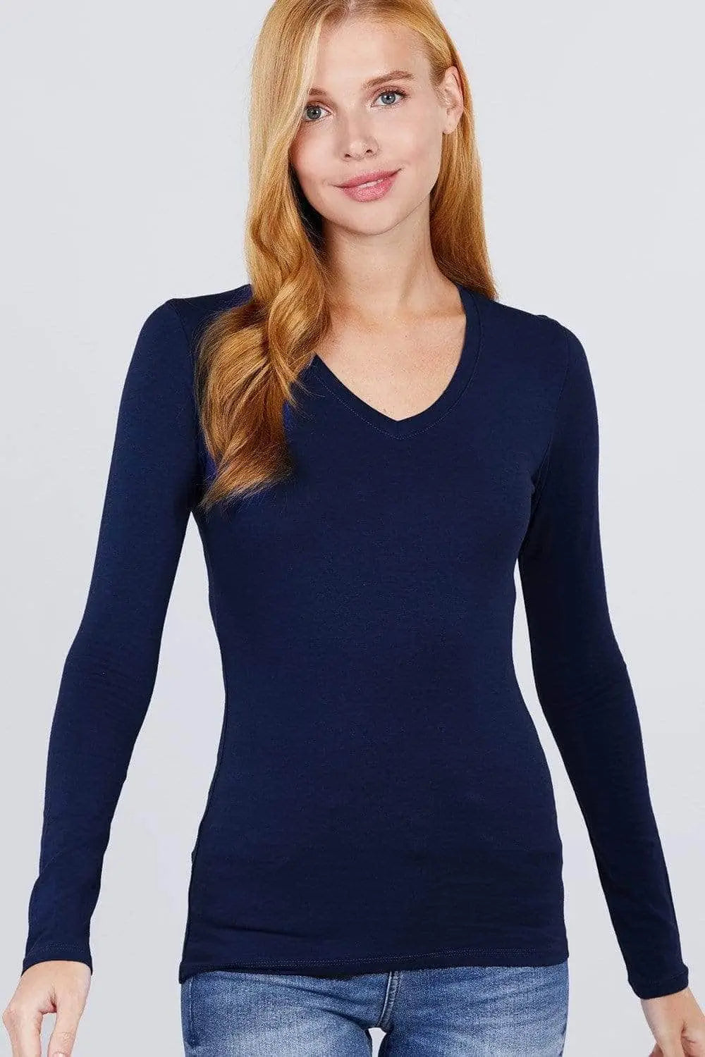Cotton Jersey V-neck Top Blue Zone Planet