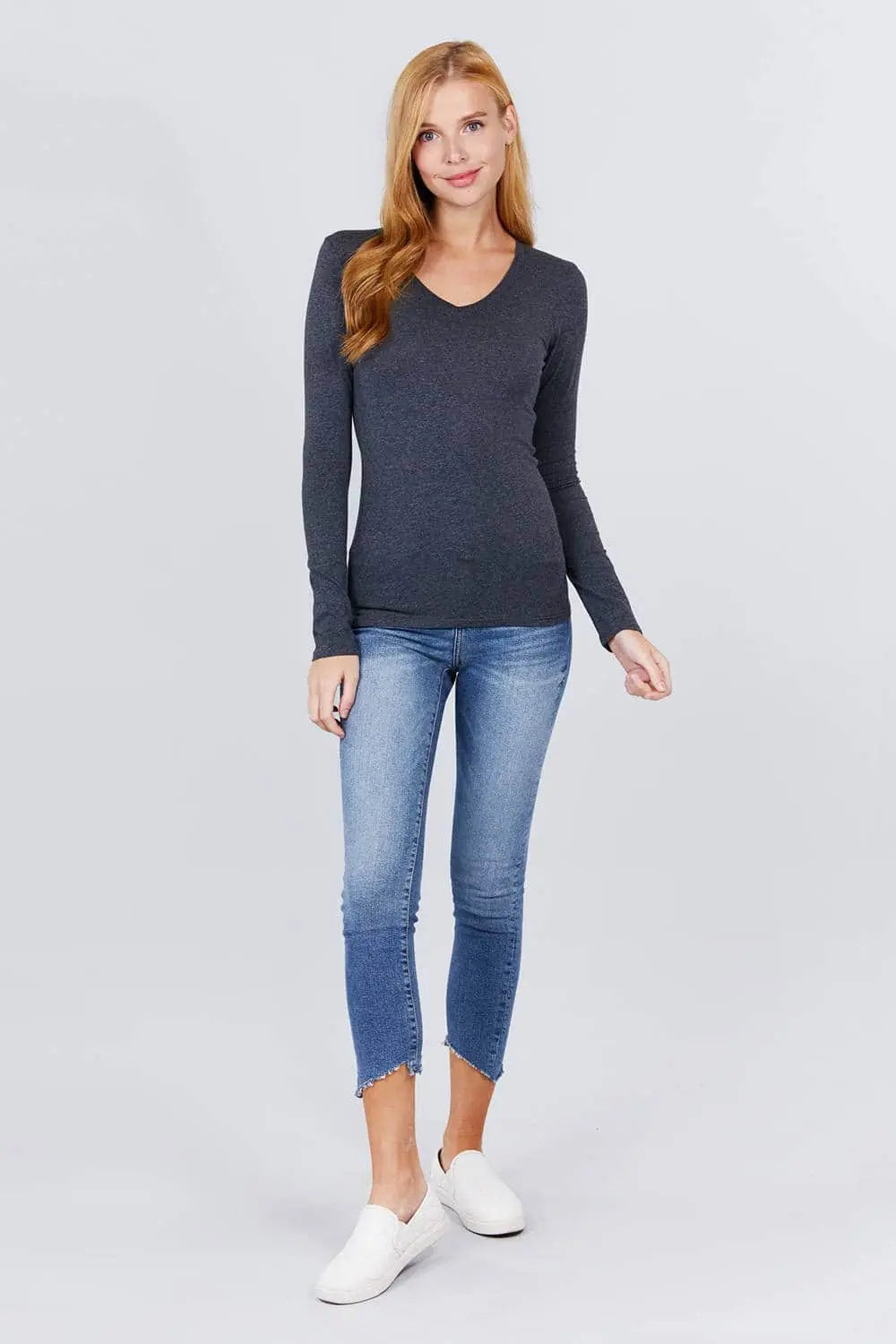 Cotton Jersey V-neck Top Blue Zone Planet