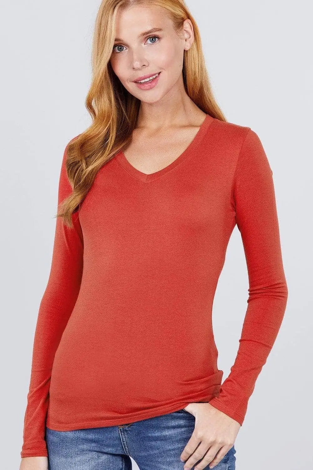 Cotton Jersey V-neck Top Blue Zone Planet