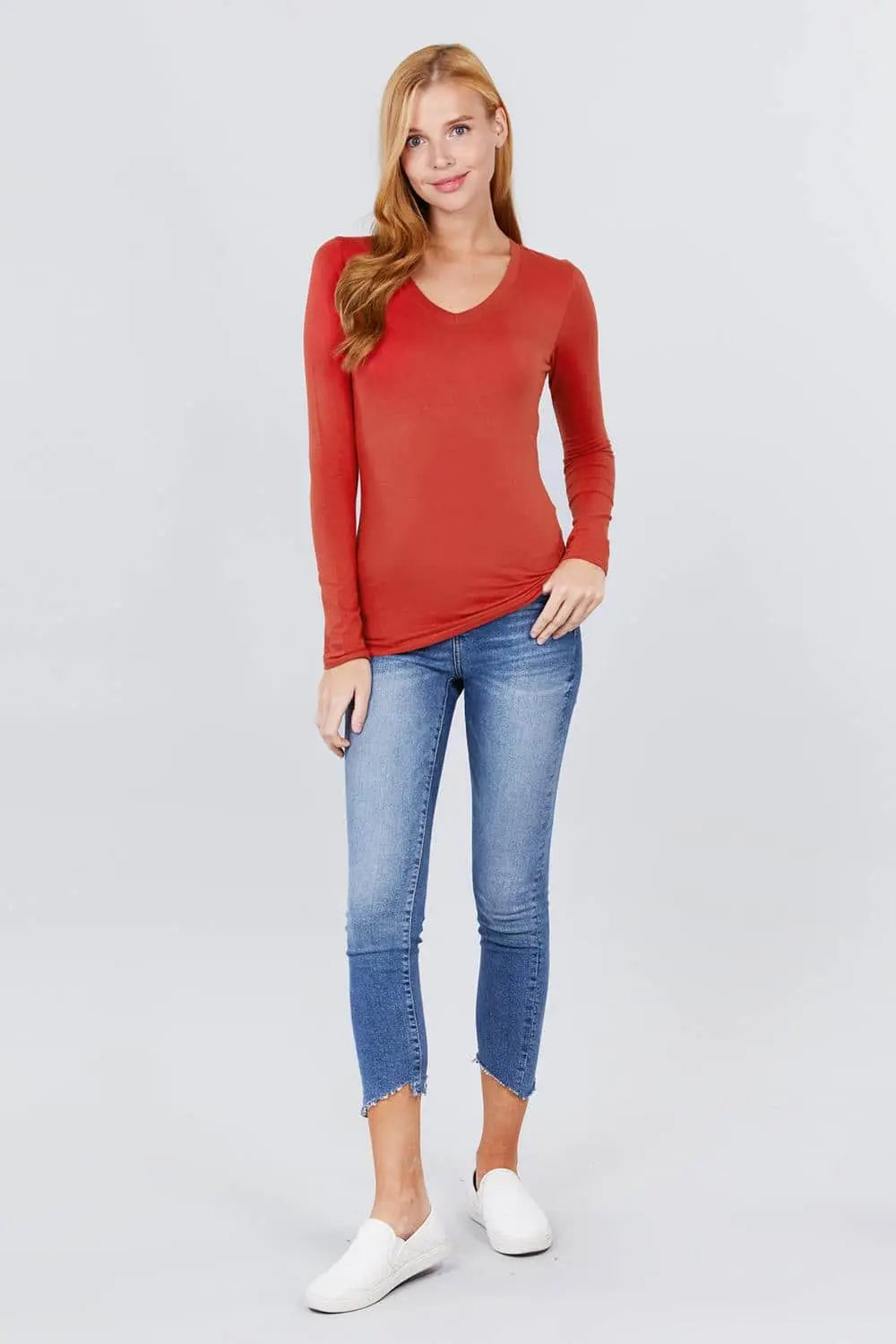 Cotton Jersey V-neck Top Blue Zone Planet