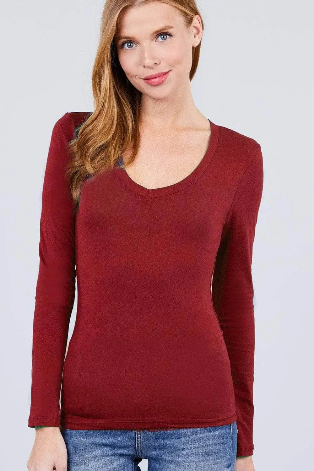 Cotton Jersey V-neck Top Blue Zone Planet