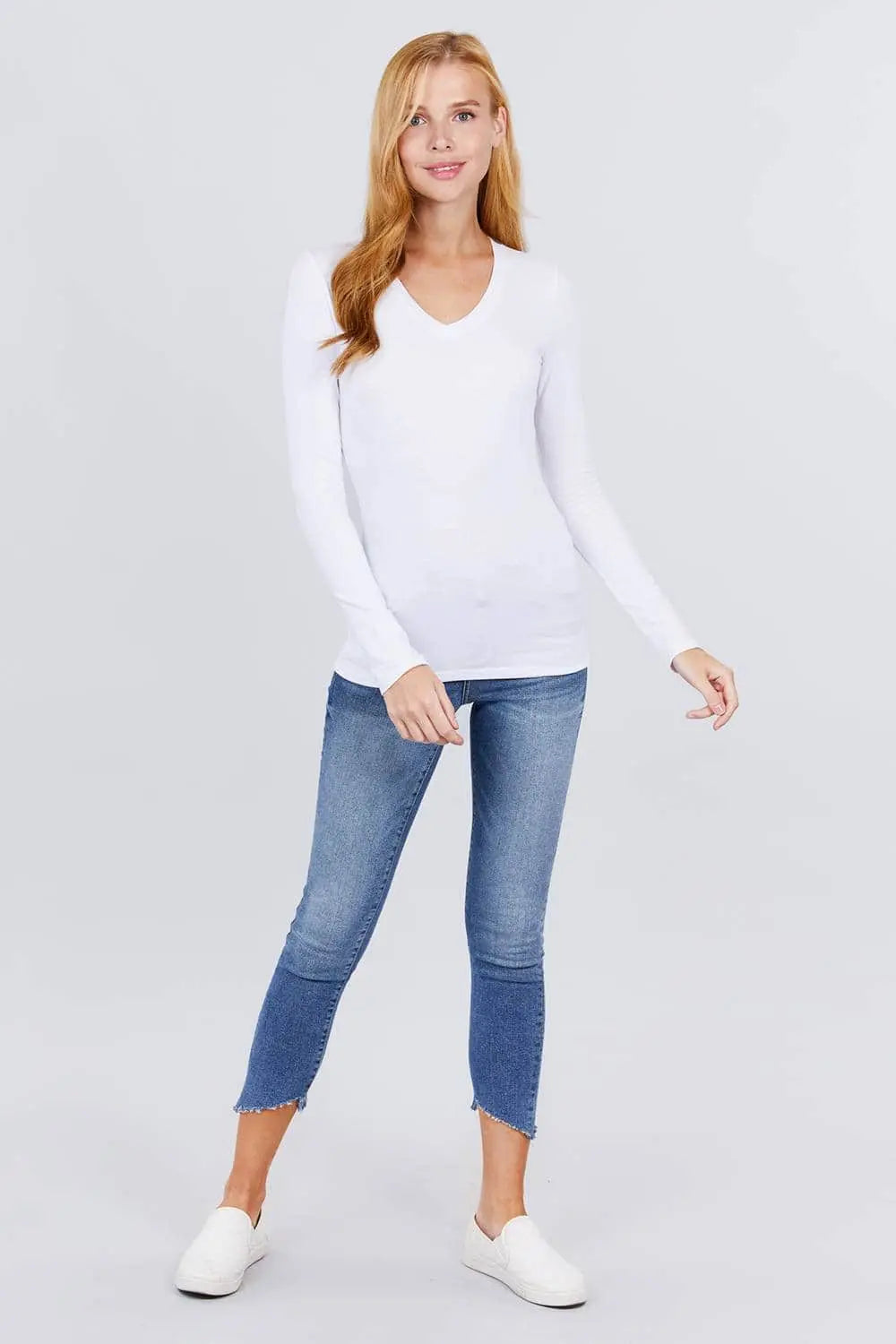 Cotton Jersey V-neck Top Blue Zone Planet