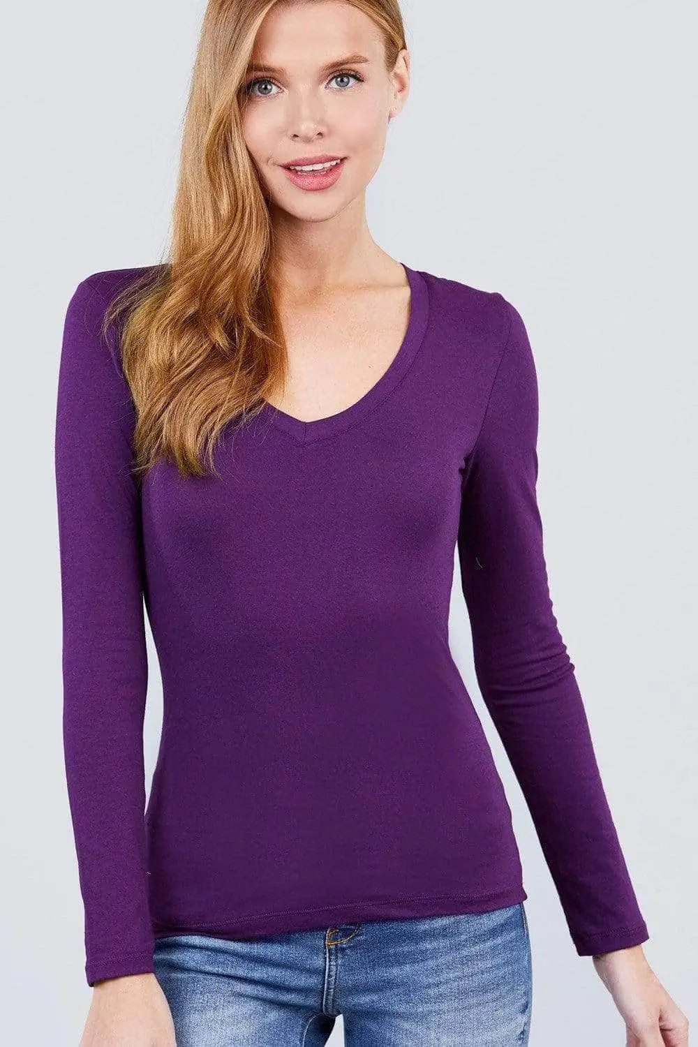 Cotton Jersey V-neck Top Blue Zone Planet