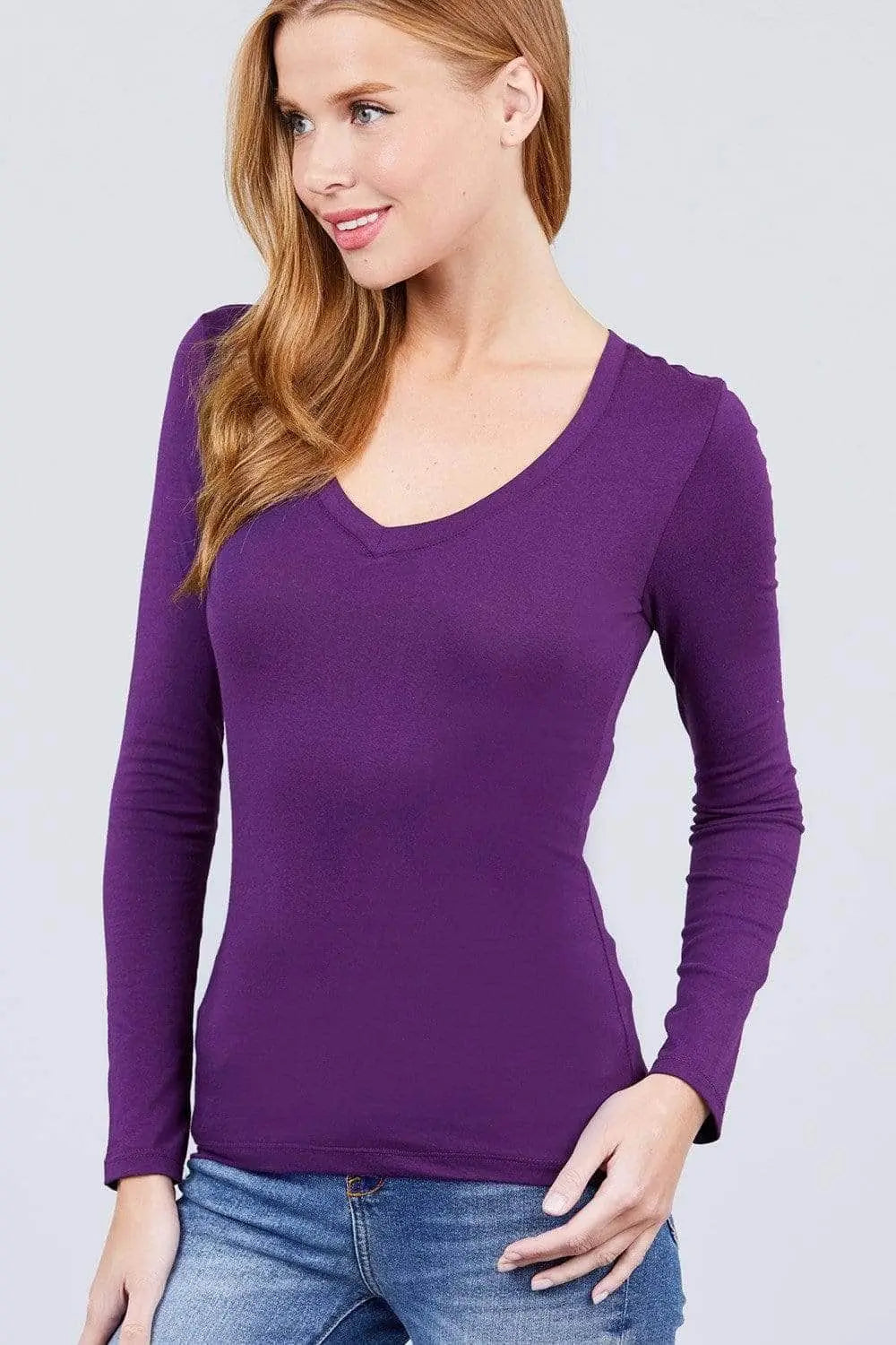 Cotton Jersey V-neck Top Blue Zone Planet