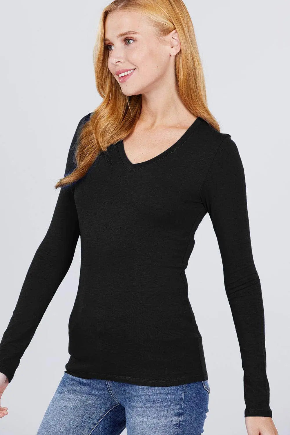 Cotton Jersey V-neck Top Blue Zone Planet