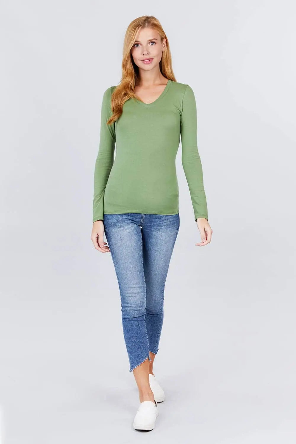 Cotton Jersey V-neck Top Blue Zone Planet