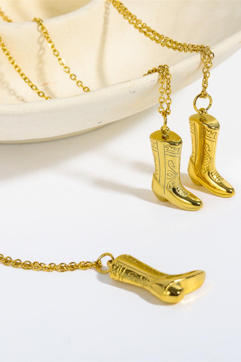 Cowboy Boot Pendant Stainless Steel Necklace BLUE ZONE PLANET
