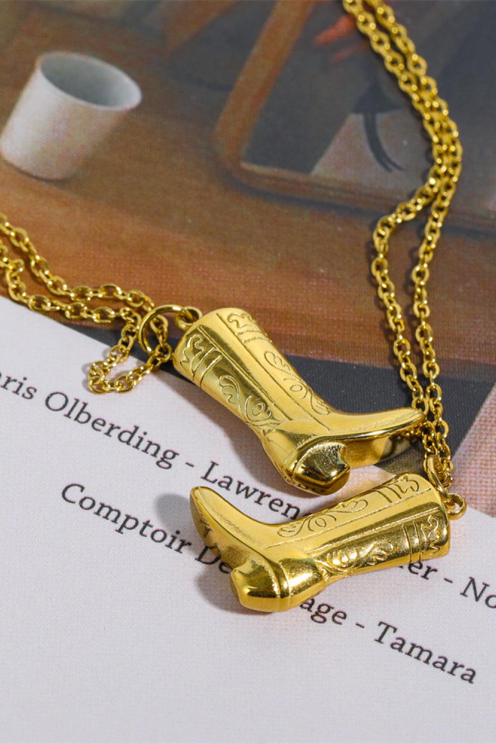 Cowboy Boot Pendant Stainless Steel Necklace BLUE ZONE PLANET