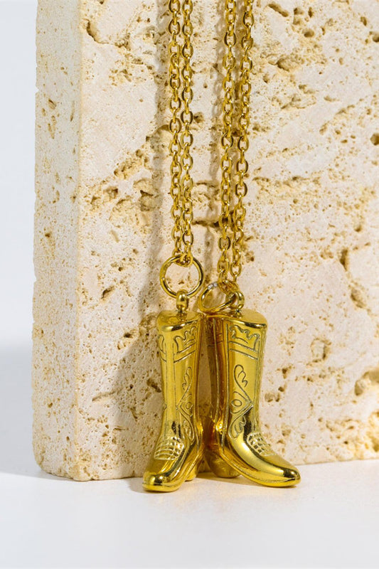Cowboy Boot Pendant Stainless Steel Necklace BLUE ZONE PLANET