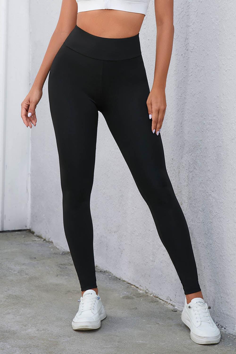 Crisscross Detail Wide Waistband Leggings BLUE ZONE PLANET