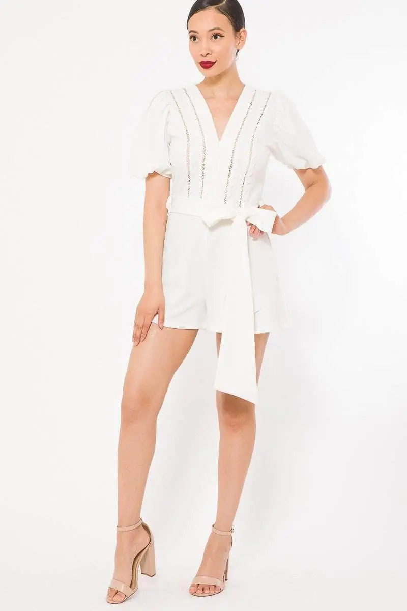 Crochet Detailed Fashion Romper Blue Zone Planet