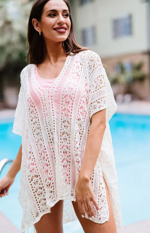 Crochet Knitted Tassel Tie Kimono Beachwear kakaclo