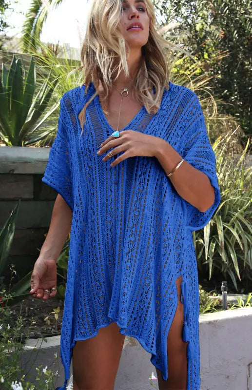 Crochet Knitted Tassel Tie Kimono Beachwear kakaclo