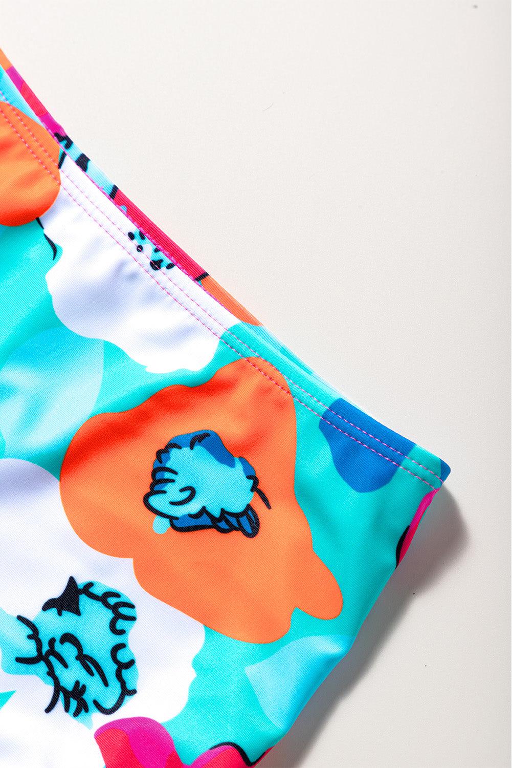Cropped Swim Top and Floral Bottoms Set BLUE ZONE PLANET