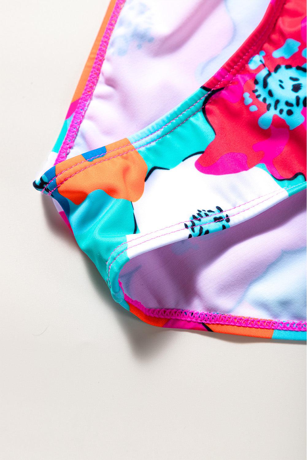 Cropped Swim Top and Floral Bottoms Set BLUE ZONE PLANET