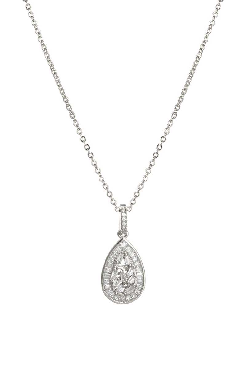 Cubic Zirconia Baguette Teardrop Necklace Blue Zone Planet