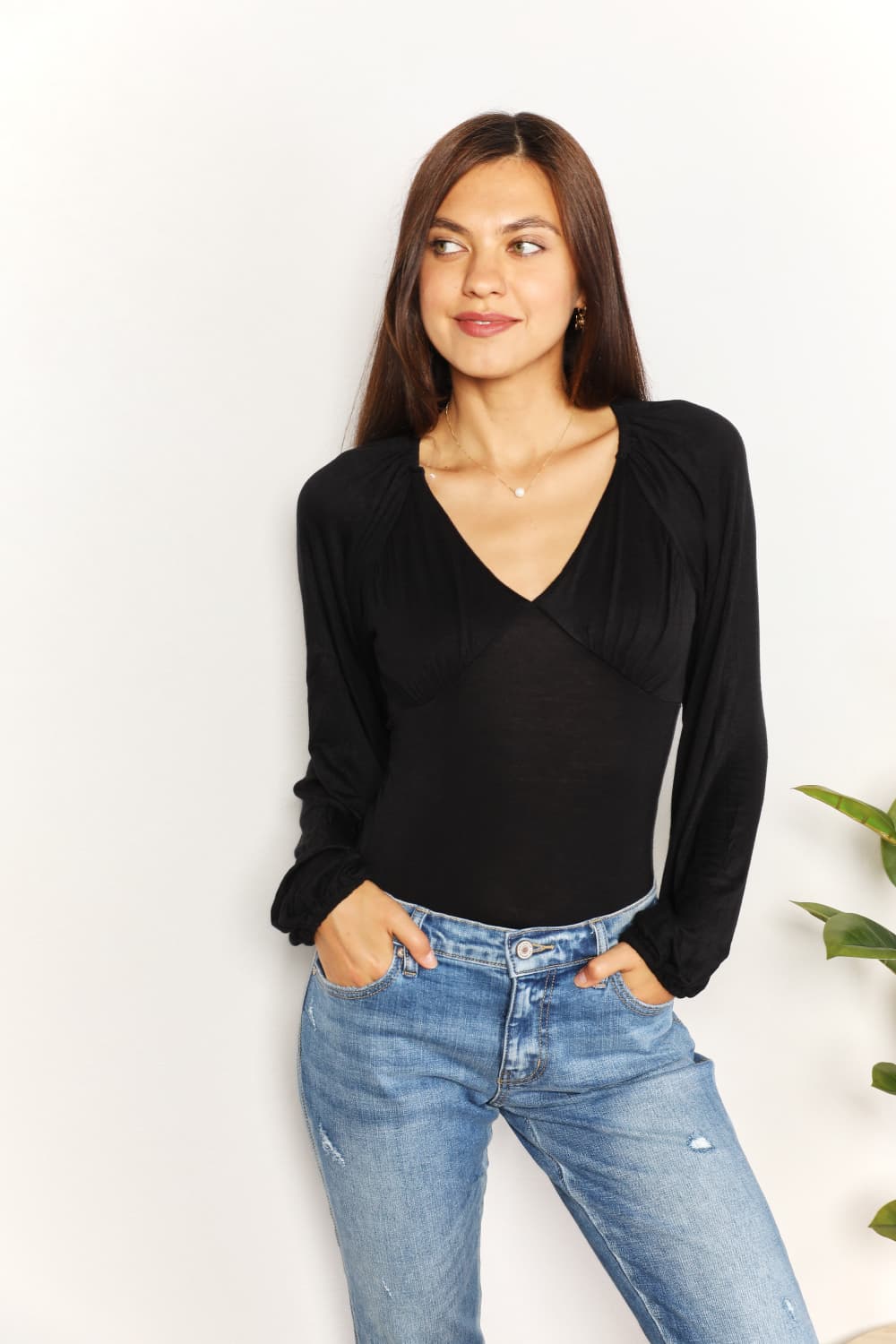 Culture Code Full Size V- Neck Bodysuit BLUE ZONE PLANET