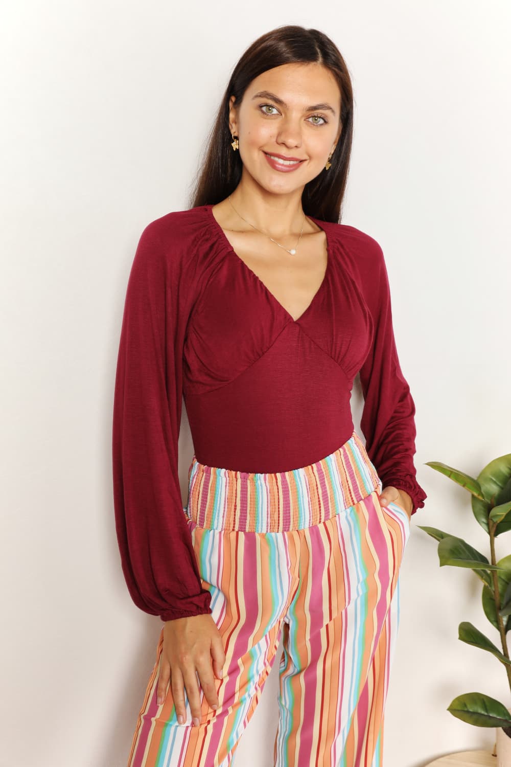 Culture Code Full Size V-Neck Bodysuit BLUE ZONE PLANET