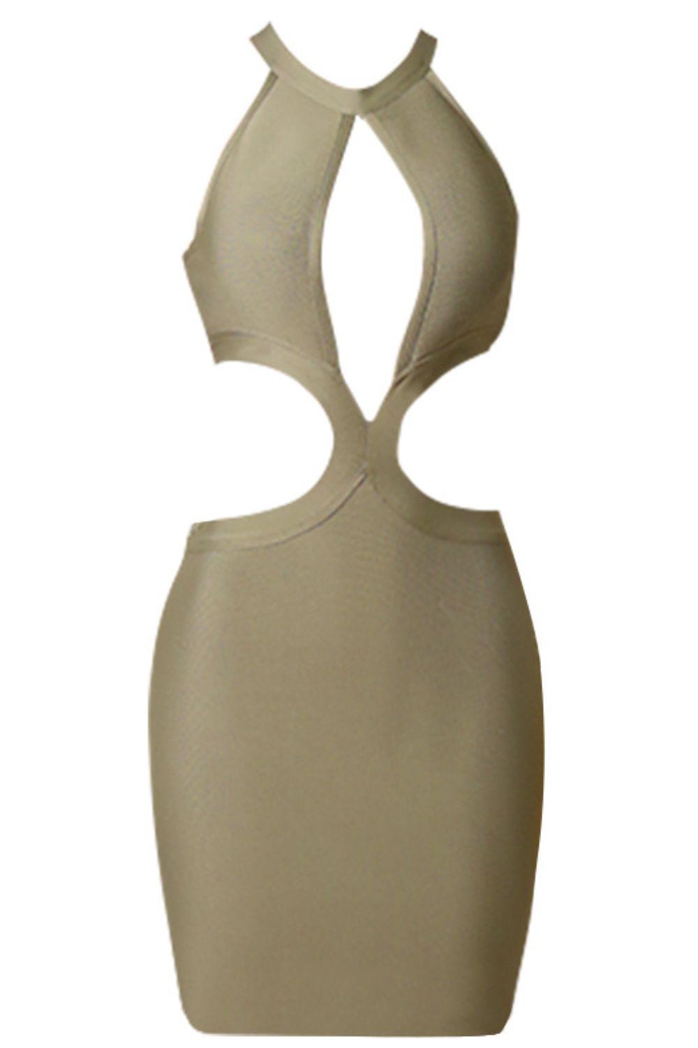 Cutout Grecian Neck Sleeveless Mini Dress BLUE ZONE PLANET