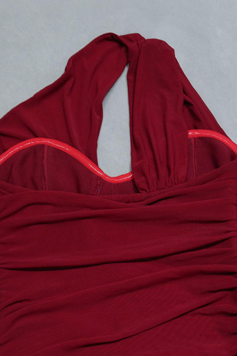 Cutout One-Shoulder Midi Bandage Dress BLUE ZONE PLANET