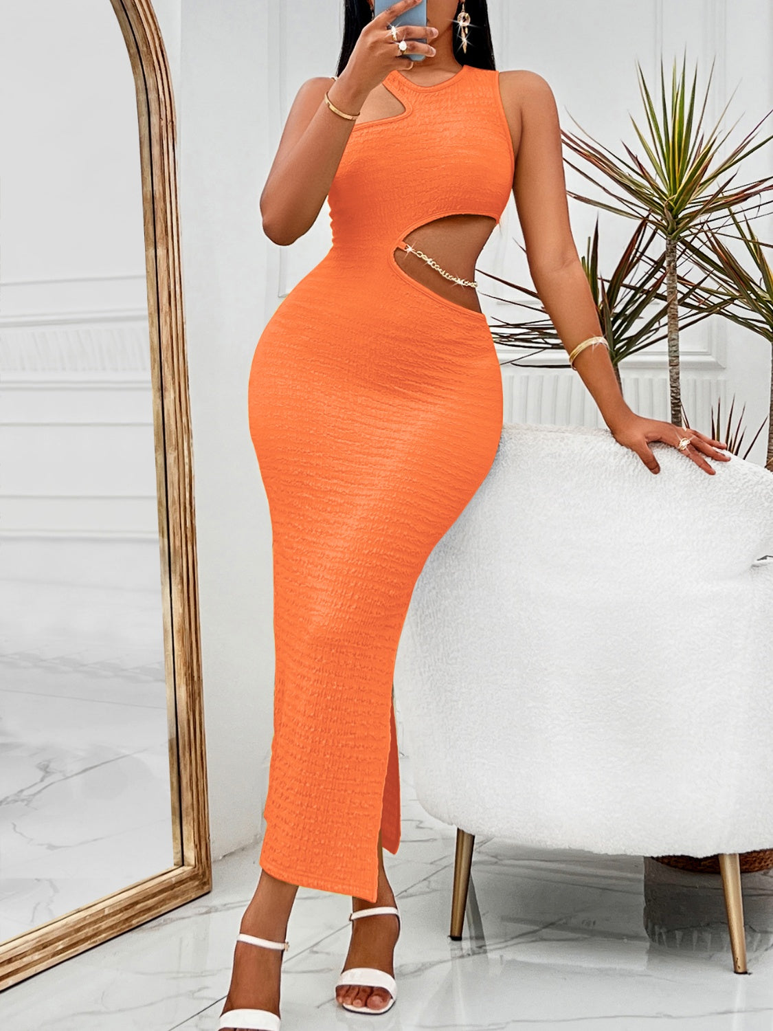 Cutout Sleeveless Split Dress BLUE ZONE PLANET