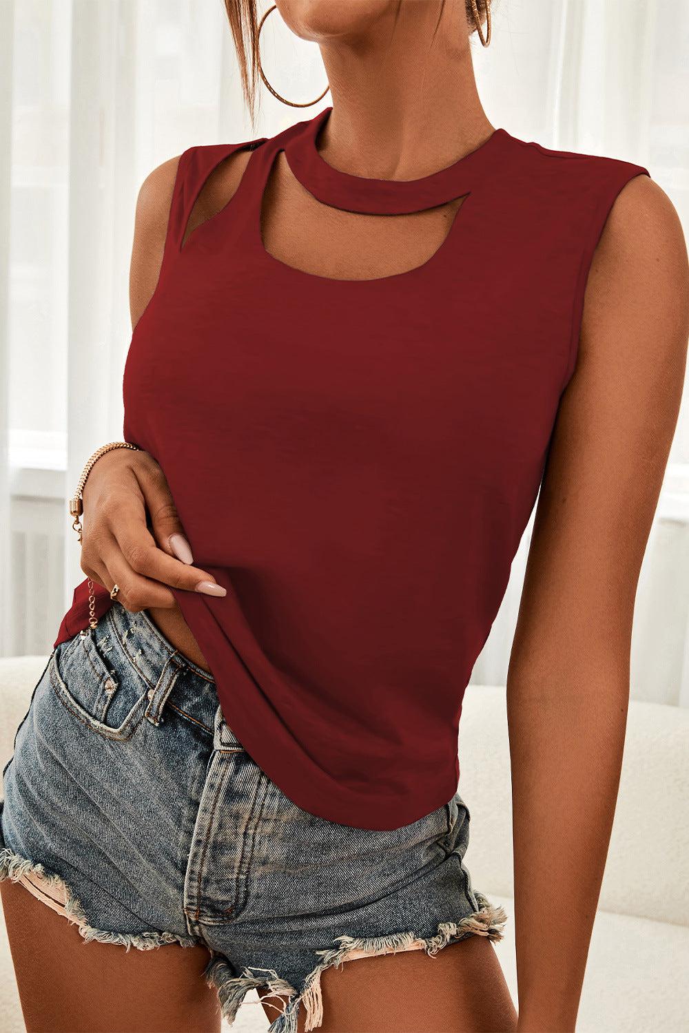 Cutout Sleeveless Top BLUE ZONE PLANET