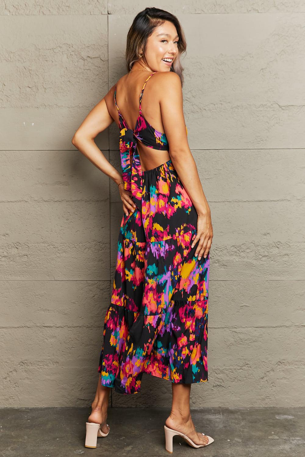 Cutout Spaghetti Strap Tiered Dress BLUE ZONE PLANET